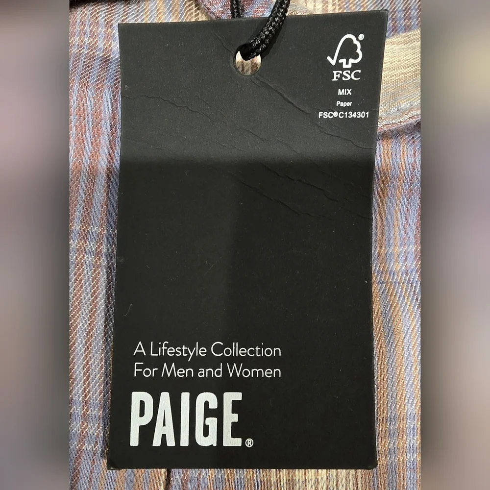 Paige Men's Everett Plaid Button Down Shirt In Toasted Vanilla Size Small - Picture 3 of 8